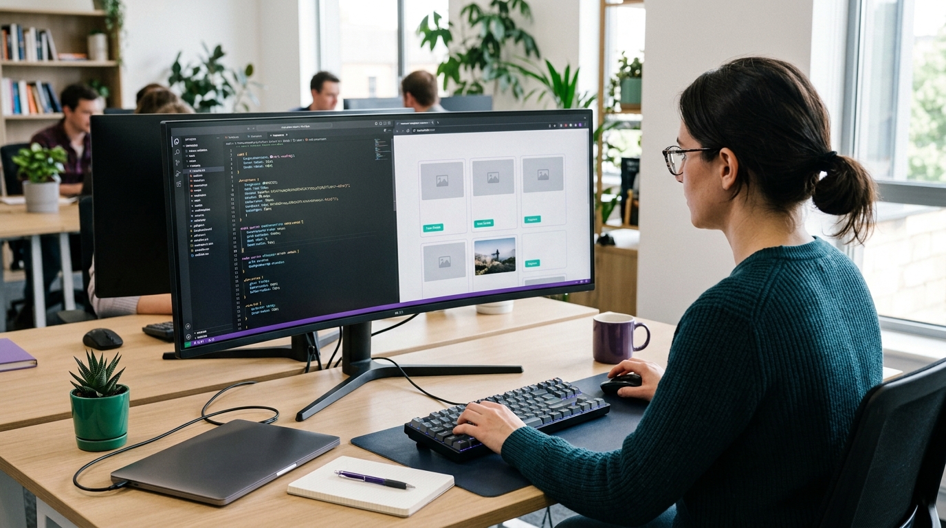 Frontend developer building a website with modern CSS Baseline 2026 features